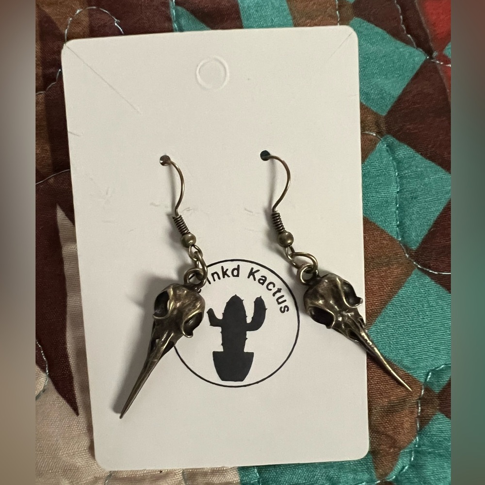 Bird skull earrings